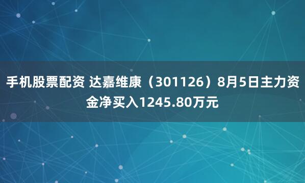 手机股票配资 达嘉维康（301126）8月5日主力资金净买入1245.80万元